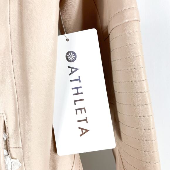 Athleta Moto Jacket‎ Pink Leather **FLAW* Salt Flat Biker Sz XS - Picture 6 of 10